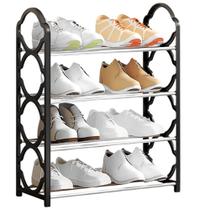 Sapateira de 4 Andares Preta Rack Organizadora para Sapatos Sandálias e Tênis