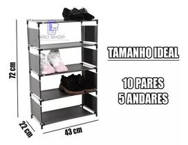 Sapateira de 5 andares com capacidade para 10 pares preto