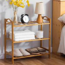 Sapateira de Entrada Madeira Tripla Bambu Organizador Tenis 3 andares horizontal