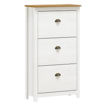 Sapateira de Madeira 3 Gavetas Linha Topázio - Branco/Carvalho Sapateira de Madeira 3 Gavetas Linha Topázio - Branco/Carvalho