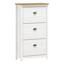 Sapateira de Madeira 3 Portas 70cm Estilo Americano Lázio F07 Branco/Carvalho - Mpozenato Sapateira de Madeira 3 Portas 70cm Estilo Americano Lázio F07 Branco/Carvalho - Mpozenato