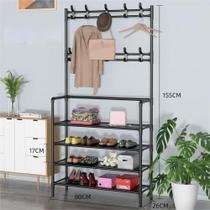 Sapateira de metal de 4 camadas Rack de chapéu ajustável Árvore de corredor com 16 ganchos