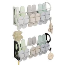 Sapateira de Parede Compacta para 6 Pares Fixação Sem Furos com Ganchos Adesivos, Design Vertical, Ideal para Quartos, Closets e Corredores Sapateira de Parede Compacta para 6 Pares Fixação Sem Furos com Ganchos Adesivos, Design Vertical, Ideal para Quartos, Closets e Corredores