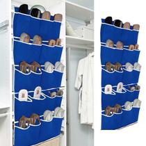 Sapateira de Porta ou Parede Para Sapatos Tenis e Chinelos em TNT Vida Pratika Cor e Tamanho:Azul Escuro 10 pares