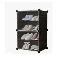 Sapateira desmontavel organizador com 4 prateleiras multifuncional armario roupas brinquedos preto Sapateira desmontavel organizador com 4 prateleiras multifuncional armario roupas brinquedos preto