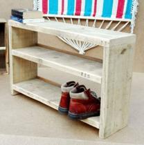 Sapateira E Banco 2 Prateleiras E Assento Madeira Maciça Natural Sapateira E Banco 2 Prateleiras E Assento Madeira Maciça Natural