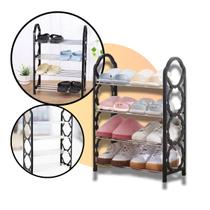 Sapateira Estante Organizador 4 Andares Porta Sapatos 8 Pares Tênis Dobrável Desmontável Guarda Roupa de Chão Ajustável
