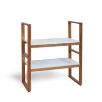 Sapateira Estante para Sala de Livros de Madeira e MDF 2 Prateleiras Baixa Eleonor Cor Natural e Branca