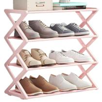 Sapateira Estante Rosa 4 Prateleiras Estilo Industrial 8 Pares Calçados Sapateira Estante Rosa 4 Prateleiras Estilo Industrial 8 Pares Calçados