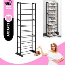 Sapateira Grande 10 Andares Vertical Preta, Organizador de Sapatos, Tênis e Chinelos para Entrada, Hall, Quarto ou Closet Sapateira Grande 10 Andares Vertical Preta, Organizador de Sapatos, Tênis e Chinelos para Entrada, Hall, Quarto ou Closet