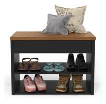 Sapateira Hall De Entrada Banco Para Sala Quarto Preto Freijó