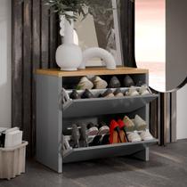 Sapateira hall Entrada 2 Gavetas Basculantes Mell Cor Onix / Freijó