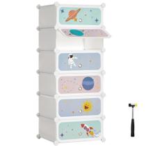 Sapateira Infantil SONGMICS Empilhável - 6 Slots com Portas Brancas