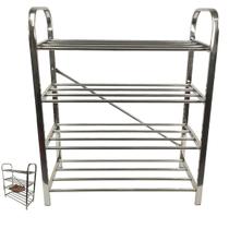 Sapateira Inox 4 Andares 12 Pares Tenis Sandalia Calçado Sapato Corredor Entrada Quarto Casa Prateleira Organizaçao Sapateira Inox 4 Andares 12 Pares Tenis Sandalia Calçado Sapato Corredor Entrada Quarto Casa Prateleira Organizaçao