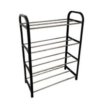 Sapateira Inox 4 Andares Organizador Calçados Compacta Estante Ventilada Resistente Para Casa Quarto Closet