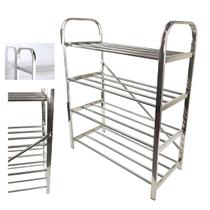 Sapateira Inox Prateleira 4 Andares Organizaçao Calçado Tenis Sapato Sapatilha Hall de Entrada Corredor Quarto Resistente Multiuso