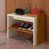 Sapateira Londres com 1 prateleira para hall de entrada ou quarto - Off White com Freijó