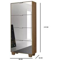 Sapateira Londres Com Espelho 8 Prateleiras e 4 gavetas - Rede Moveis Sapateira Londres Com Espelho 8 Prateleiras e 4 gavetas - Rede Moveis