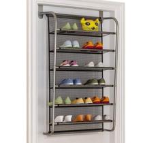 Sapateira luxo inox organizador vertical porta e parede 6 prateleiras 36 calçados 18 pares sapatos