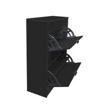 Sapateira Mercurio II 2Gav P/12 Pares MDP 12mm Com Puxadores Preta