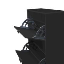 Sapateira Mercúrio III 3Gav P/18 Pares MDP 12mm Com Puxadores Preta