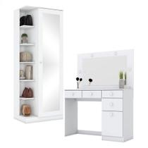 Sapateira Multiuso Duetto E Penteadeira Com Led Branco - Henn