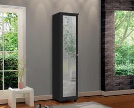 Sapateira / Multiuso MARR 1 Porta Com Espelho Prateleiras Internas Cor Preto