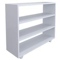 Sapateira Multiuso Organizador Com 03 Prateleiras E Rodízio Pérola L03 Branco - Lyam Decor