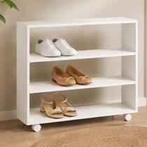 Sapateira Multiuso Organizador Com 03 Prateleiras E Rodízio Pérola L03 Branco - Lyam Decor