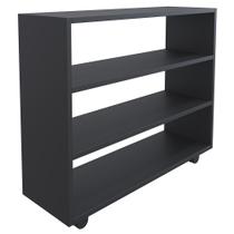 Sapateira Multiuso Organizador Com 03 Prateleiras E Rodízio Pérola L03 Preto - Lyam Decor Sapateira Multiuso Organizador Com 03 Prateleiras E Rodízio Pérola L03 Preto - Lyam Decor