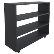 Sapateira Multiuso Organizador Com 03 Prateleiras E Rodízio Pérola L03 Preto - Lyam Decor