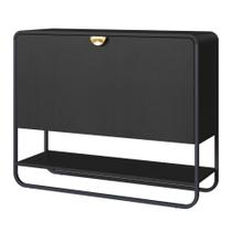 Sapateira Orgânica Luna Artesano 93 cm (largura) em MDP Nero Uma Porta Base Metal Preto Sapateira Orgânica Luna Artesano 93 cm (largura) em MDP Nero Uma Porta Base Metal Preto