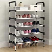 Sapateira Organizador 5 Prateleiras Vertical Multiuso Metal Reforçado Cantoneira Preta 95x54x25cm