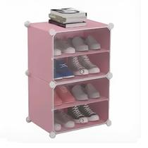 Sapateira organizador guarda roupa infantil modular com 4 prateleiras desmontavel rosa