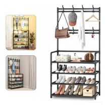 Sapateira Organizador Porta Sapatos 12 Pares com 8 Ganchos Cor Preta FST027 Sapateira Organizador Porta Sapatos 12 Pares com 8 Ganchos Cor Preta FST027