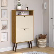 Sapateira Organizador Vertical 2 Portas Basculante Drex - Cor: Nature Com Off White - Lojas G2