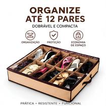 Sapateira Organizadora 12 Pares Sapato Caixa Proteção Prática Dobrável Alça Visor Organização Inteligente Armário Closet