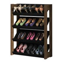 Sapateira Organizadora com 4 prateleiras AZ1025 Preto/Nogal - Tecno