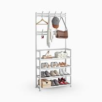 Sapateira Organizadora Com Ganchos 4 Prateleiras - Branco Sapateira Organizadora Com Ganchos 4 Prateleiras - Branco