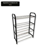 Sapateira Organizadora de Calçados 4 Andares Tubos Inox e Laterais em Plástico Reforçado Compacta