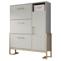 Sapateira P1062 4 Gavetas 96cm Metal e MDP Dourado com Nicho Placa & Ponto Sapateira P1062 4 Gavetas 96cm Metal e MDP Dourado com Nicho Placa & Ponto