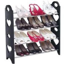 Sapateira para 12 pares grande ampliavel empilhavel desmontavel 4 prateleiras em aluminio 24 sapatos Sapateira para 12 pares grande ampliavel empilhavel desmontavel 4 prateleiras em aluminio 24 sapatos