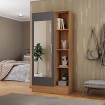 Sapateira para Quarto 1 Porta com Espelho Espresso Móveis Bege/Cinamomo/Chumbo