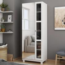 Sapateira para quarto luxor 2 portas com espelho branco - gelius móveis