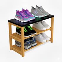 Sapateira Pequena Para Organizar Sapatos Calçados Tênis Multiuso 3 Prateleiras Preta