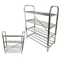 Sapateira Prateleira 4 Andares Inox 12 Pares Tenis Sapato Sandalia Calçado Sapatilha Organizador Casa Closet Apartamento Quarto Multiuso Loja Rack