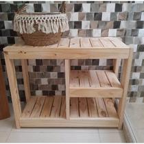 Sapateira Prateleira de Madeira Maciça Pinus com Banco ALP