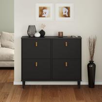 Sapateira Preta Madeira Horizontal Organizadora 4 Portas Mikka Sapateira Preta Madeira Horizontal Organizadora 4 Portas Mikka