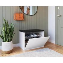 Sapateira Puff Baú Organizador de Calçados 65cm Branco Móbile