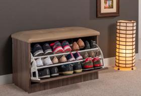 Sapateira Puff Bau Versatile Premium Luxo Até 12 Pares Marrom - Estofado Marrom Sapateira Puff Bau Versatile Premium Luxo Até 12 Pares Marrom - Estofado Marrom